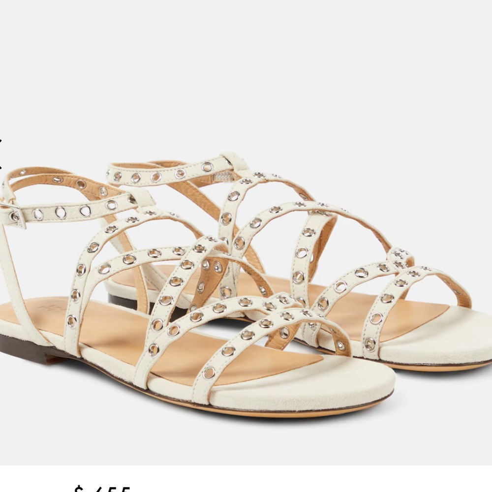 ISABEL MARANT Lipa white suede sandal FR37 no box has shoe bag $655 - Picture 4 of 8